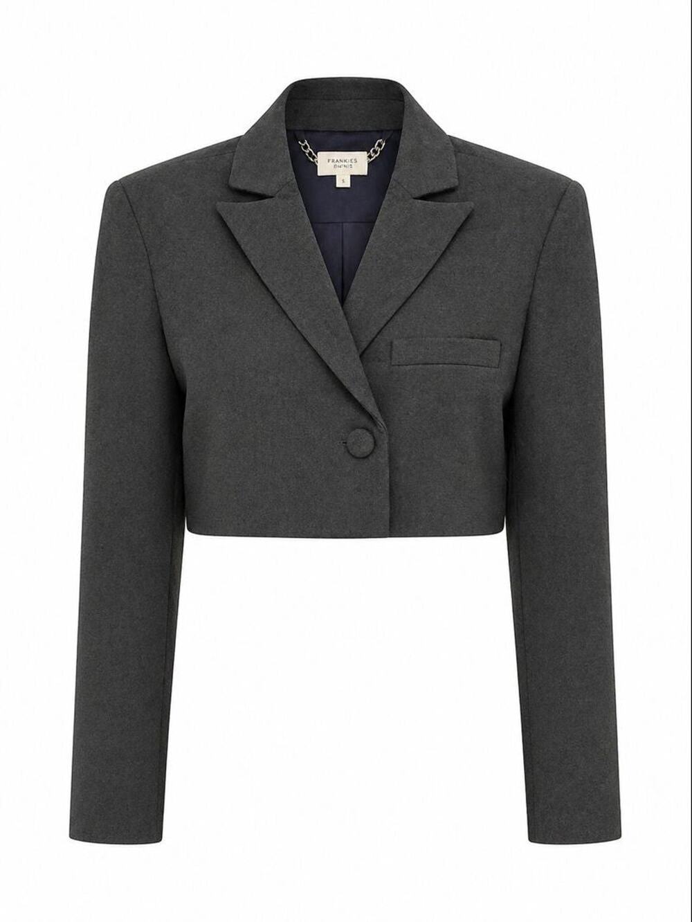 Camila Coelho - Ludlow Cropped Blazer - Gray Charcoal - Size S (Like New)